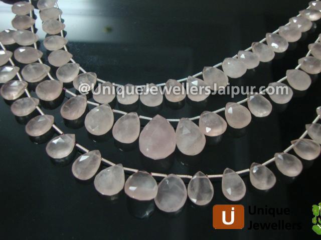 Rose Quartz Faceted Pear Beads